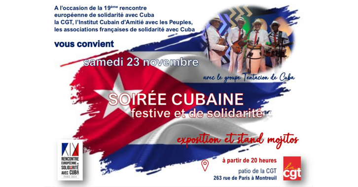 soirée solidarité avec Cuba PCF CGT